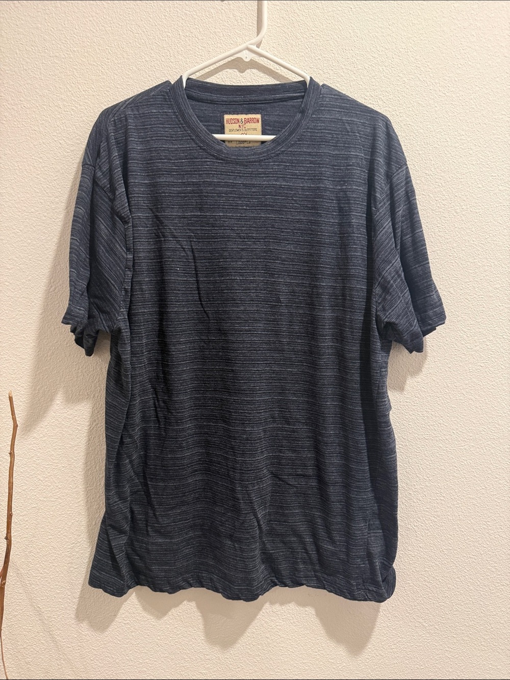 Hudson & Barrow Men's Indigo Heather Short Sleeve Crew Tee